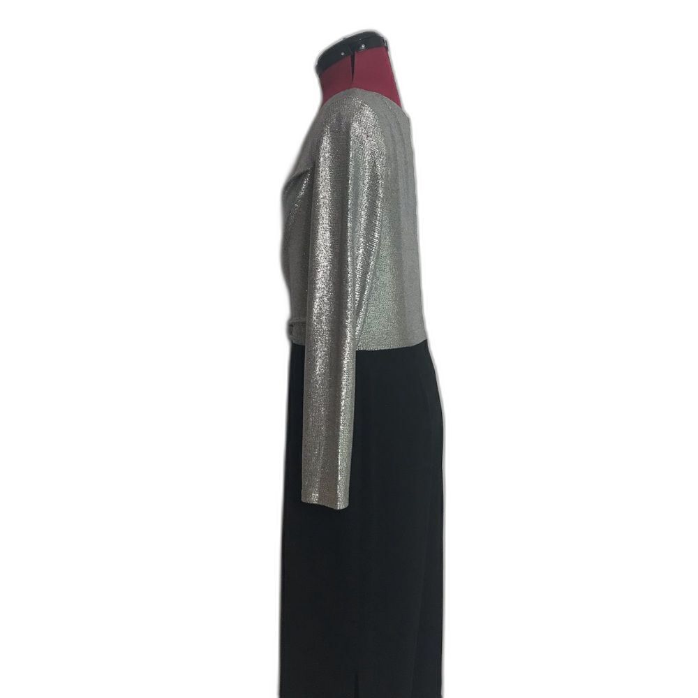 Lauren Ralph Lauren Maxi Gown Women’s Size 10 Black & Silver Metallic - Picture 9 of 12
